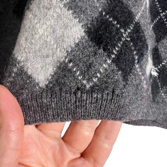 Burberry Boy’s Gray Argyle Knit Lambswool Crewneck Sweater Size 6 - Picture 6 of 9
